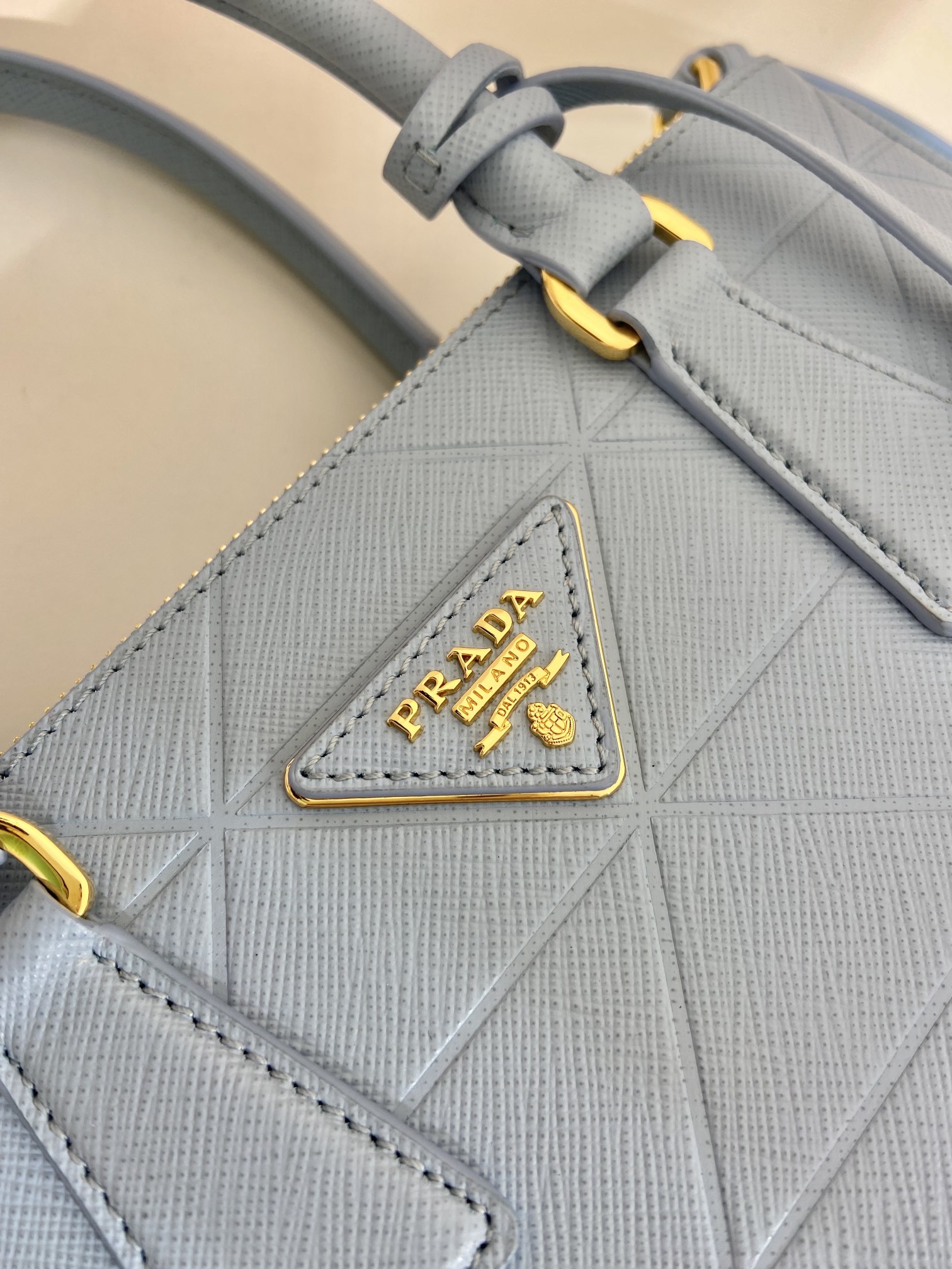 Prada Small Galleria Saffiano Leather Bag Tote Shoulder Bag Light Blue 1BA896 